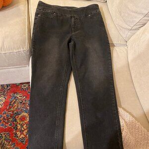 Soft Surroundings Black Denim Stretch Pull On Straight Leg Jeans Size Medium